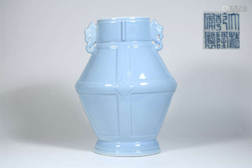 A Chinese Blue Glazed Porcelain Vase