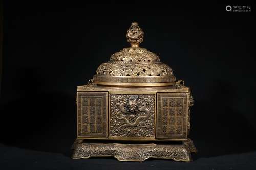 A Chinese Gilt Bronze Incense Burner