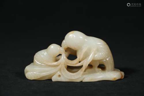 A Chinese Carved Jade Birds