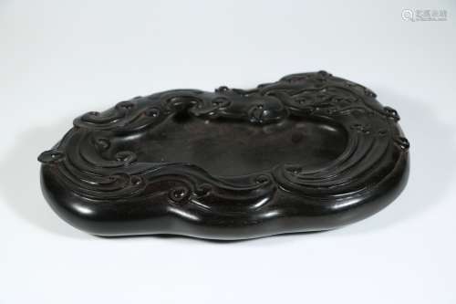 A Chinese Carved Zitan Brush Washer