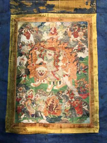 A THANGKA OF DHARMAPALA PALDEN.QING DYNASTY.