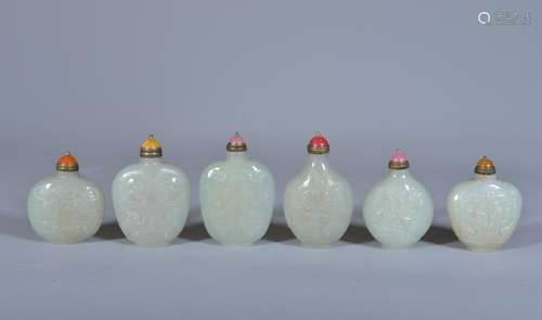 A SET OF SIX JADE SNUFF BOTTLES