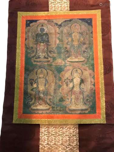 A THANGKA OF FOUR AVALOKITESVARA. QING DYNASTY.