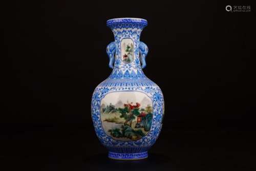 A FAMILLE-ROSE VASE.MARK OF YONGZHENG