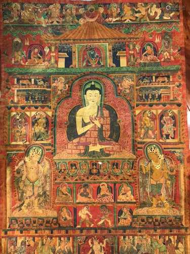 A THANGKA OF SHAKYAMUNI.MING DYNASTY