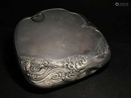 A CARVED DUAN INK STONE .MARK OF GAO SHI QI