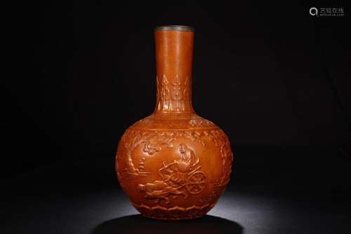 A CARVED DOUBLE-GOURD BOTTLE VASE.ANTIQUE