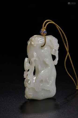 A WHITE JADE CARVING OF PLUM TREE.ANTIQUE