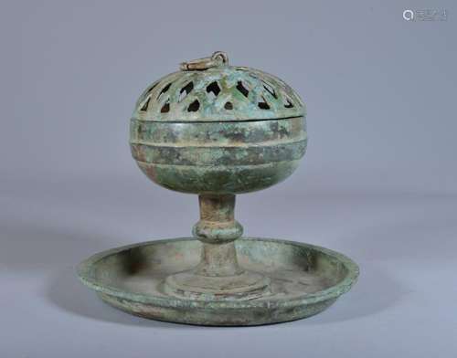 A BRONZE INCENSE BURNER, HAN DYNASTY