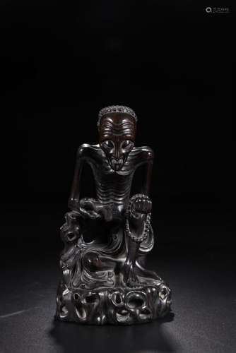 A ZITAN CARVING OF LUOHAN.ANTIQUE