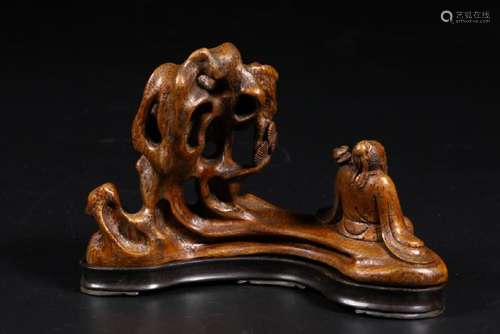 A BAMBOO CARVING OF SCHALOR.ANTIQUE