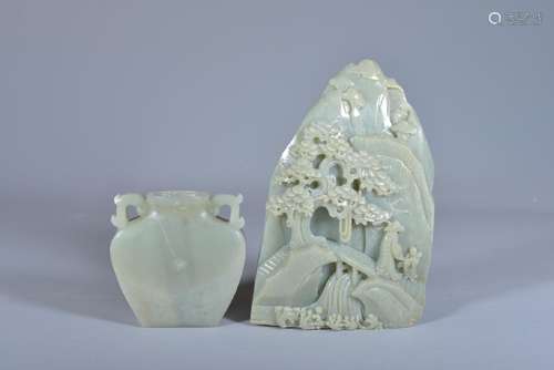 TWO OF JADE CARVINGS