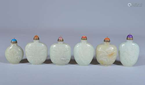 A SET OF SIX JADE SNUFF BOTTLES