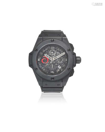 King Power Alinghi, No.234/400, Circa 2010  Hublot. A black ceramic and titanium skeletonised calendar chronograph wristwatch