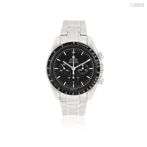 Speedmaster Professional, Ref: 145.0022/345.0022, Sold 7th January 2000  Omega. A stainless steel manual wind chronograph bracelet watch