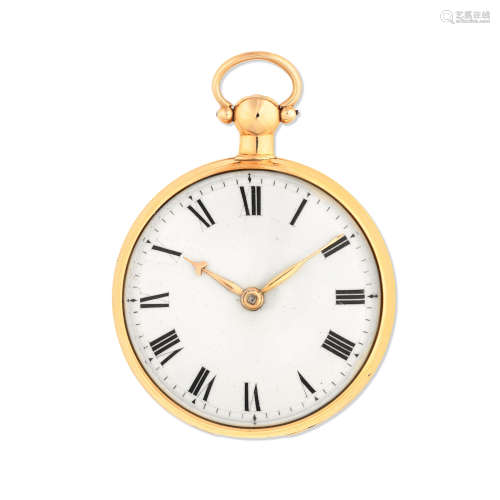 London Hallmark for 1789  Benjamin Wood, London. An 18K gold key wind open face pocket watch