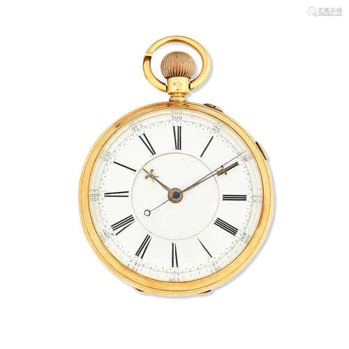 Chester Hallmark for 1890  John Hawley & Son, 52 Hatton Garden, London, Manchester & Coventry. An 18K gold keyless wind open face pocket watch with stop/start seconds