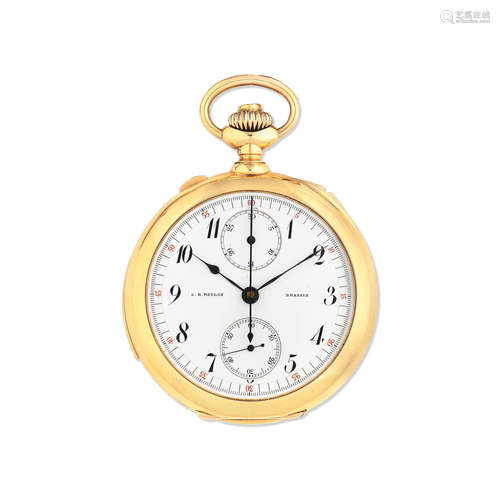 Circa 1890  C.H. Meylan, Brassus. An 18K gold open face repeating chronograph pocket watch