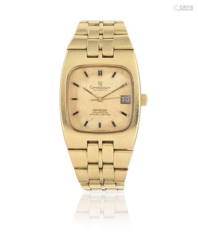 Constellation, Ref: 166.059/168.047, Circa 1970  Omega. An 18K gold automatic calendar bracelet watch