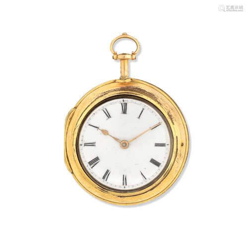 Circa 1760  I. P. Kroese, Amsterdam. A gilt key wind quarter repeating pair case pocket watch