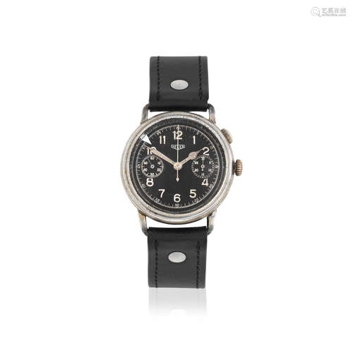 Flieger Chronograph, Ref: 358, Circa 1940  Heuer. A chrome plated manual wind single button chronograph wristwatch