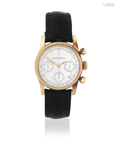 Ref: 4930 No.12, Sold 1st April 1997  Girard-Perregaux. An 18K gold automatic calendar chronograph wristwatch