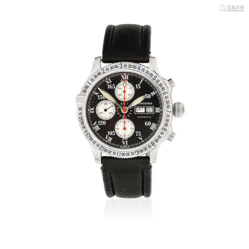 Lindbergh Re-Edition, Ref: L2.618.4, Circa 2000  Longines. A stainless steel automatic calendar chronograph wristwatch