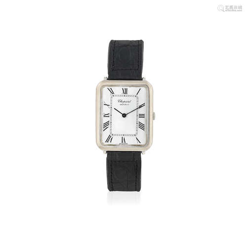 Circa 1970  Chopard. An 18K white gold manual wind rectangular wristwatch