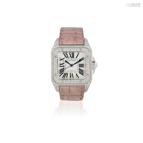 Santos 100, Ref: 2881, Sold 13th March 2007  Cartier. An 18K white gold and diamond set automatic wristwatch to be sold with proceeds going to the charity Children in Need