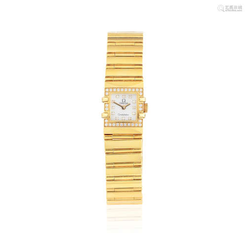 Ref: 11367600, Sold 17th January 2003  Omega. A lady's 18K gold and diamond set quartz bracelet watch