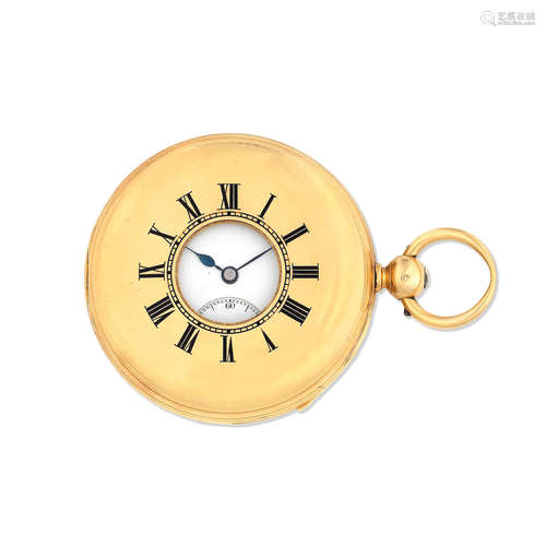 London Hallmark for 1834  Hunt & Roskell, 156 New Bond St, London. An 18K gold key wind minute repeating half hunter pocket watch with duplex escapement