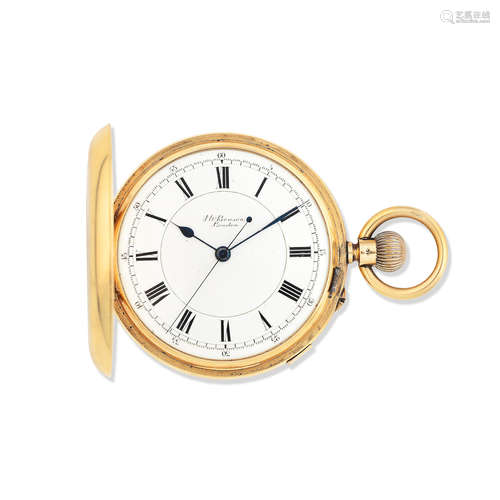 London Hallmark for 1901  J. W. Benson, 62 & 64 Ludgate Hill, London. An 18K gold keyless wind full hunter pocket watch