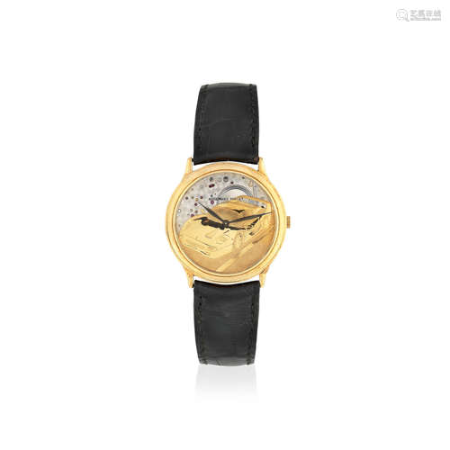 Circa 1990  Audemars Piguet. An 18K gold automatic semi-skeletonised motoring themed wristwatch