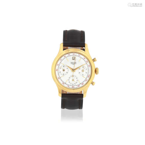 Circa 1940  Heuer. A gold plated and stainless steel manual wind chronograph wristwatch