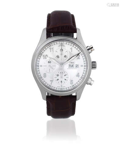 Fliegeruhr, Ref: 3717, Sold 15th August 2012  IWC. A stainless steel automatic calendar chronograph wristwatch