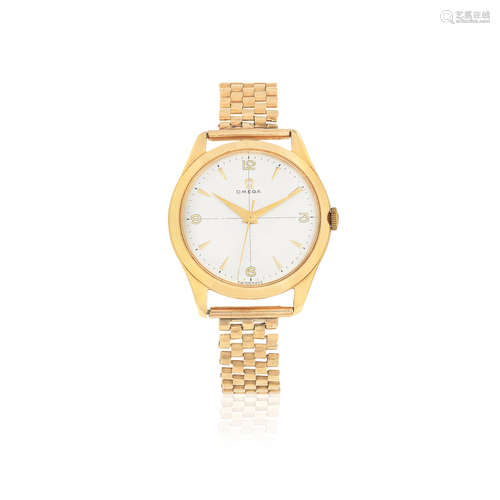 Birmingham Hallmark for 1951  Omega. An 18K gold manual wind bracelet watch