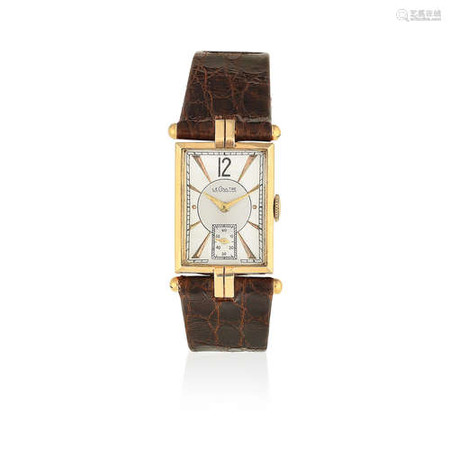 Circa 1943  LeCoultre. A 14K gold manual wind rectangular wristwatch