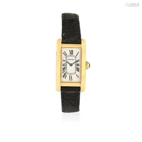 Tank Americaine, Ref: 1710 1, Circa 2000  Cartier. A lady's 18K gold rectangular quartz wristwatch