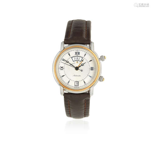 Ref: 20779, Circa 2000  Maurice Lacroix. A stainless steel and gold automatic calendar alarm wristwatch