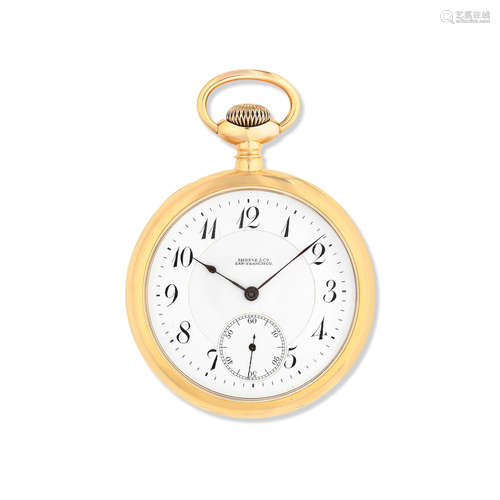 Circa 1900  Shreve & Co, San-Francisco. An 18K gold keyless wind open face pocket watch