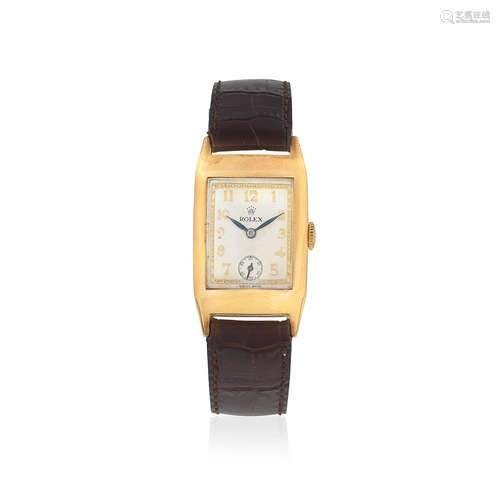 Prince, Ref: 2736, Glasgow Import mark for 1938  Rolex. A 9K gold manual wind rectangular wristwatch