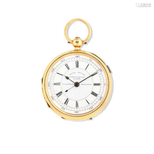 London Hallmark for 1806  William G Lindley, Melbourne. An 18K gold key wind open face pocket watch with centre seconds