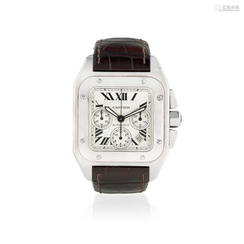 Santos 100, Ref: 2740, Circa 2010  Cartier. A stainless steel automatic calendar chronograph wristwatch