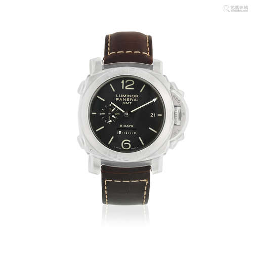 Luminor 8 Days GMT, Ref: PAM00233, OP6660, No.L0787/1000, Sold 14th October 2010  Panerai. A stainless steel manual wind calendar wristwatch with power reserve