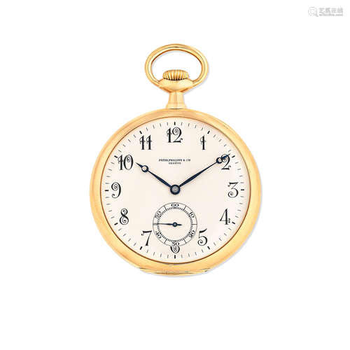 Manufactured 1903, sold 27th June 1904  Patek Philippe. An 18K gold keyless wind open face pocket watch