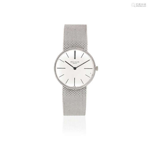 Calatrava, Ref: 3513/5, Sold 20th September 1968  Patek Philippe. An 18K white gold mid-size manual wind bracelet watch