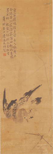 CHINESE ANCIENT SCROLL PAINTING OF DUCK