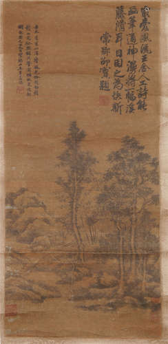 CHINESE ANCIENT SCROLL PAINTING OF MOUNTAIN VIEWS