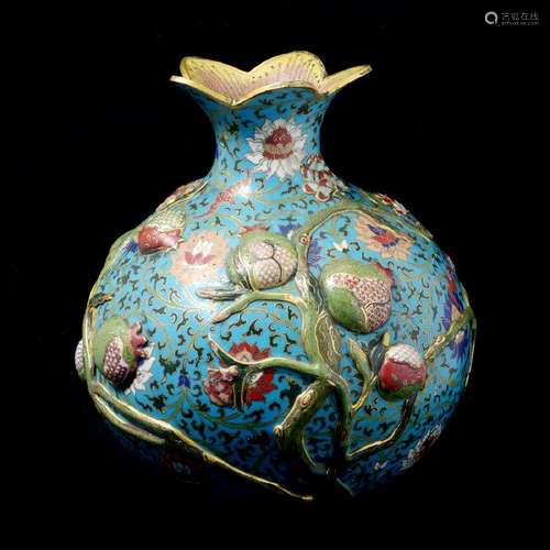 Chinese Cloisonné Enamel Pomegranate Vase