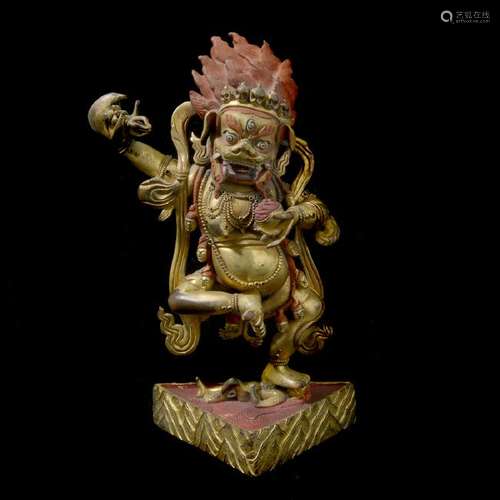 Sino-Tibetan Gilt-Bronze Dancing Figure of Mahakala